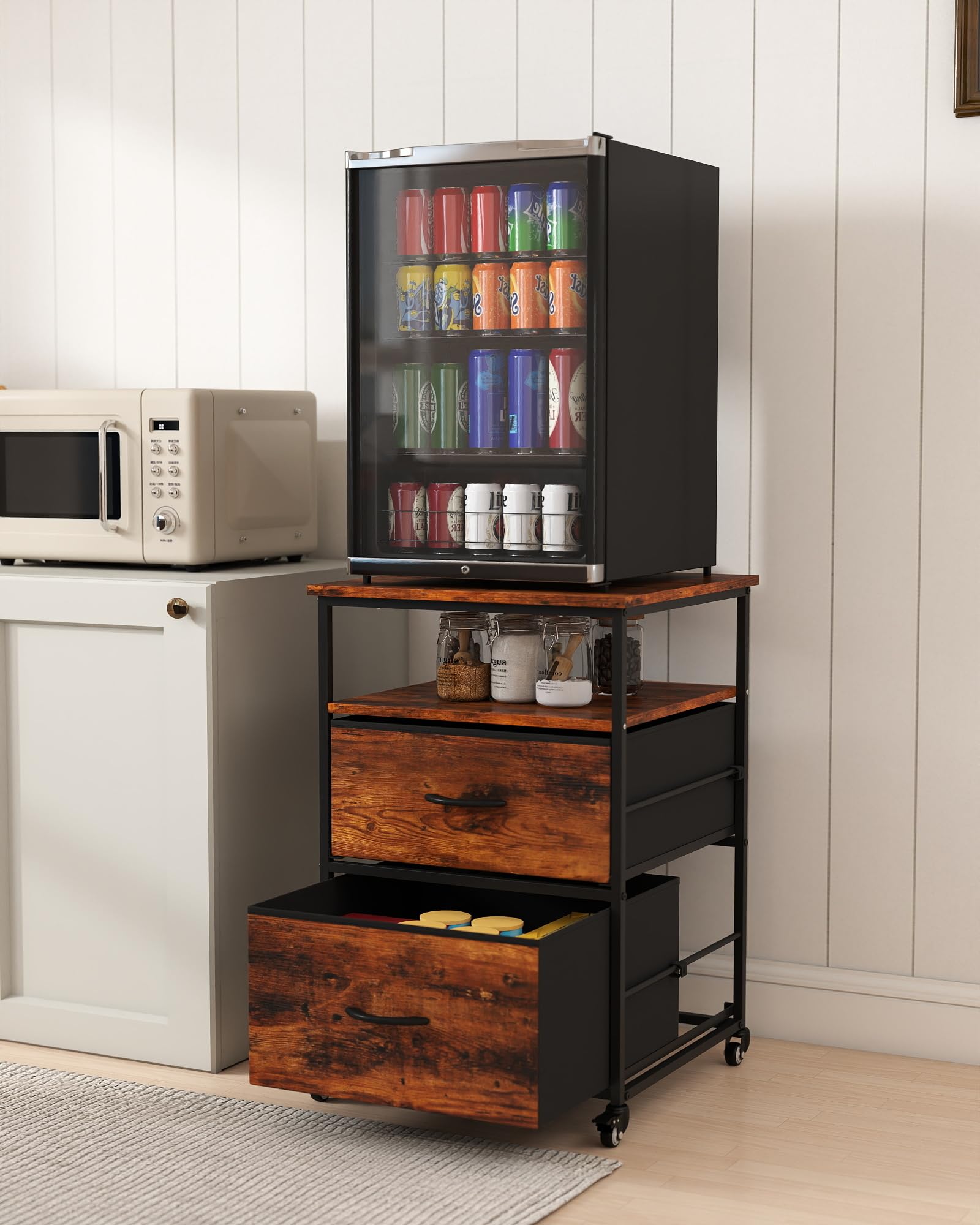 Suuiwau Mini Refrigerator Rack Stand with Storage,Heavy Duty Mini