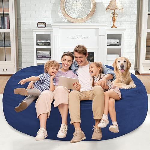 Miniatura 55 de Homguava Sillón tipo puf de 4 pies: Pufs de 4' con espuma viscoelástica rellena, grandes sillones tipo puf, sofá suave con funda de terciopelo Negro