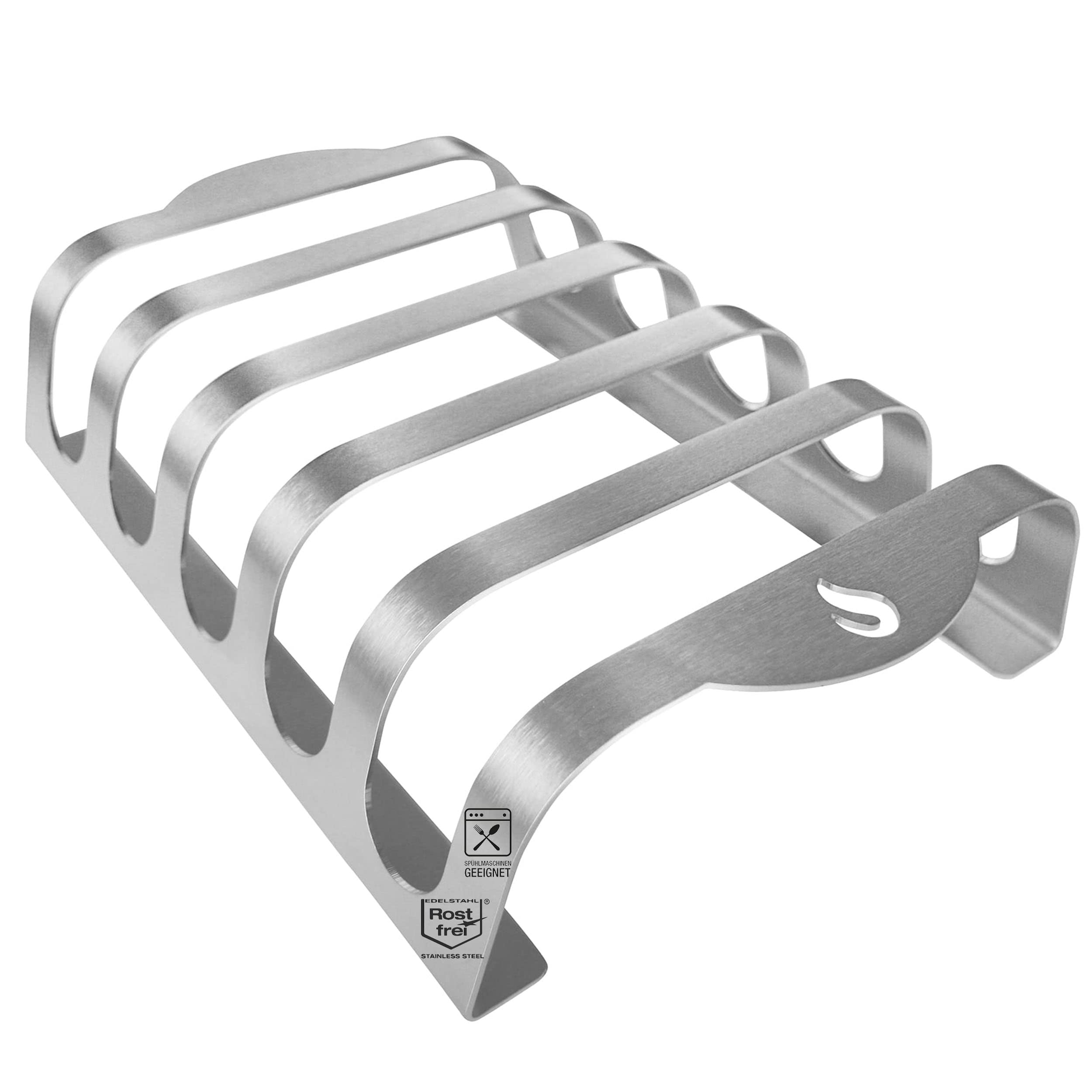Rib-Rack Lot de 5 supports à côtes avec poignées - Outil professionnel pour griller des côtes - En acier inoxydable - Convient à un usage alimentaire - Fabriqué en Bavière - Pour 5 côtes