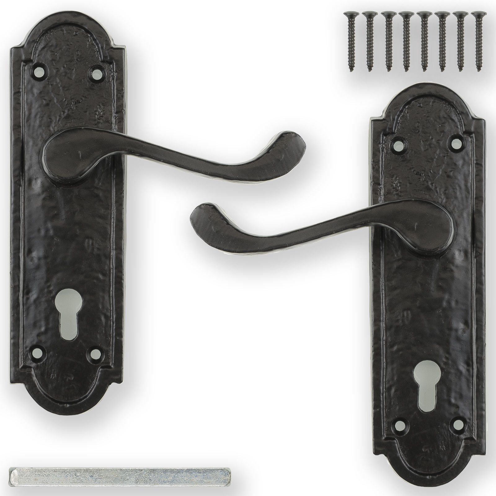 Black Cast Iron Door Lever Handle Lever Latch, Lock or Bathroom New (Lever Lock)
