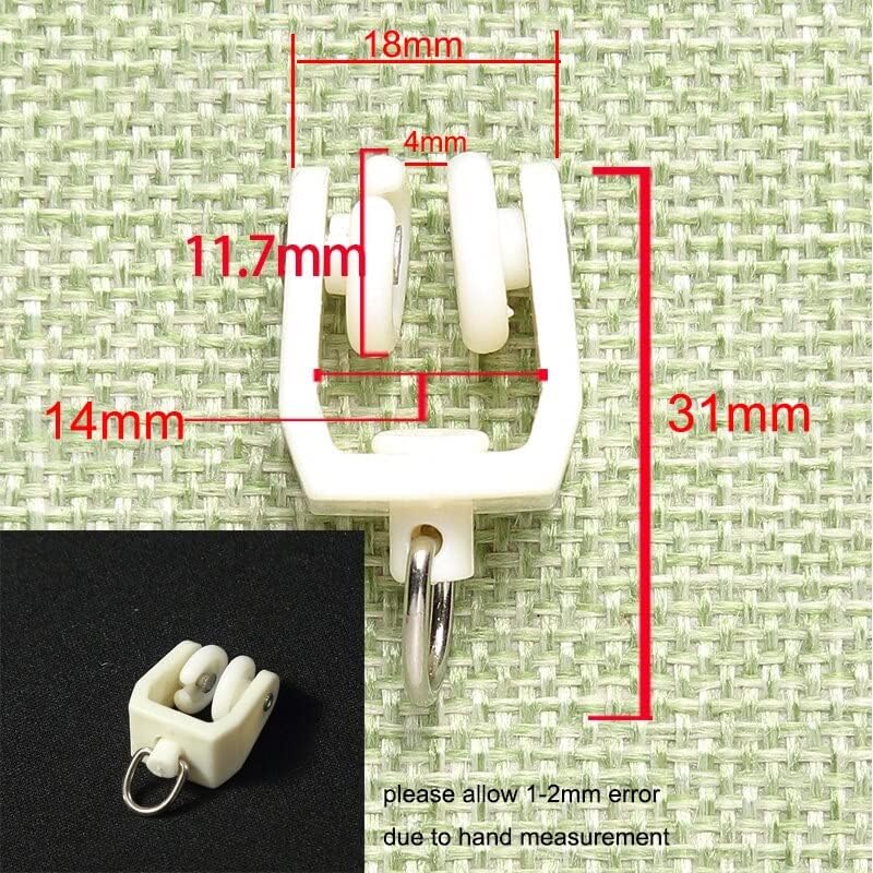 SYALEO Glider Ceiling Curtain Track Flexible Bendable Curtain Track Rollers 10/20pcs Plastic Drapery Rail Sliding Glider for Windows Shower Curtain Tracks, 1.8X3.1MM Rodillos de Riel de Cortina