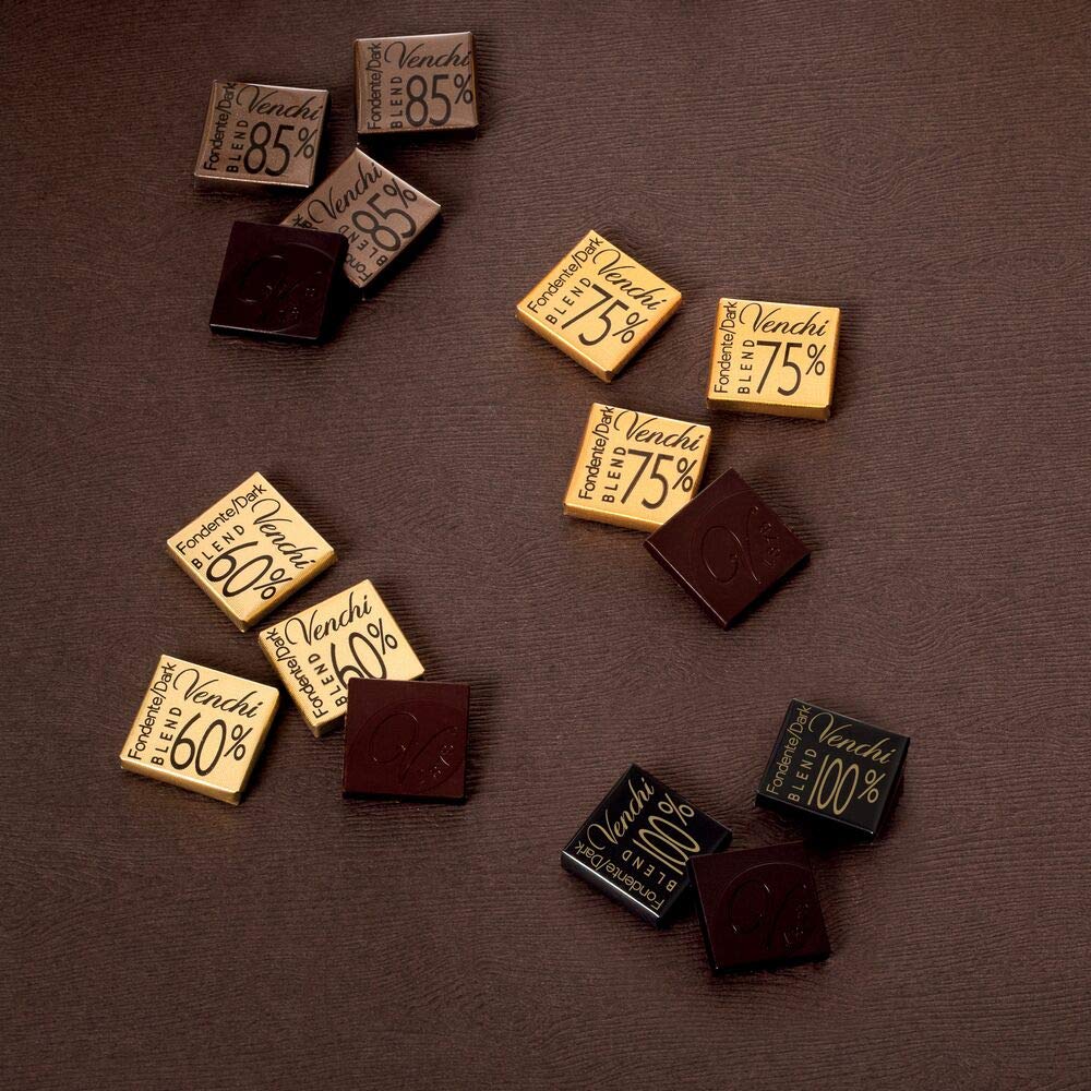 Venchi Cioccolatini Blend Assortiti in Sacchetto 300g - Cioccolato Fondente in Versioni 75%, 60%, 85%, 100% - Senza Glutine