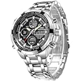 Luxury Stainless Steel Analog Digital Watches for Men Male Outdoor Sport Waterproof Big Heavy Wristwatch