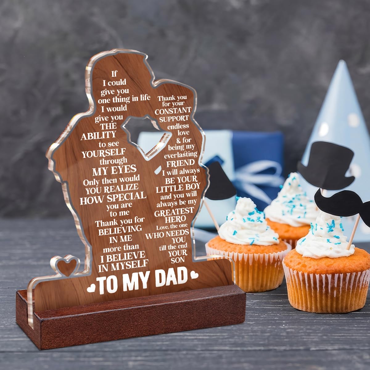 Regalo per papà da figlio, festa del papà, regalo di compleanno per papà, con scritta "To My Daddy", in acrilico, decorazione per la casa, 10 x 12 cm