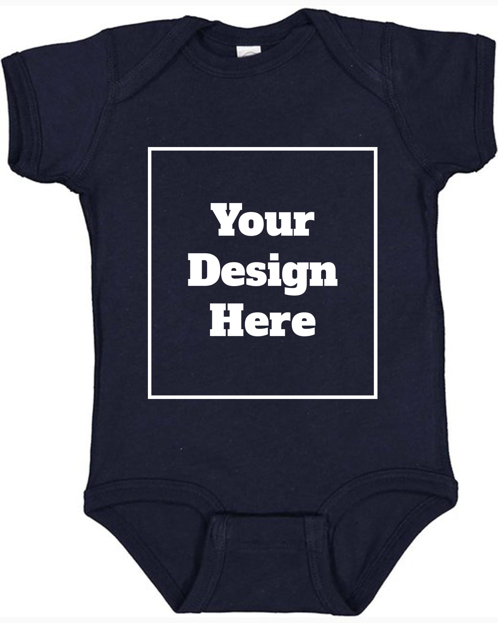 City Shirts Add Your Own Text and Design Custom Personalized Infant Baby Rib Bodysuit (12 Months, Navy Blue)