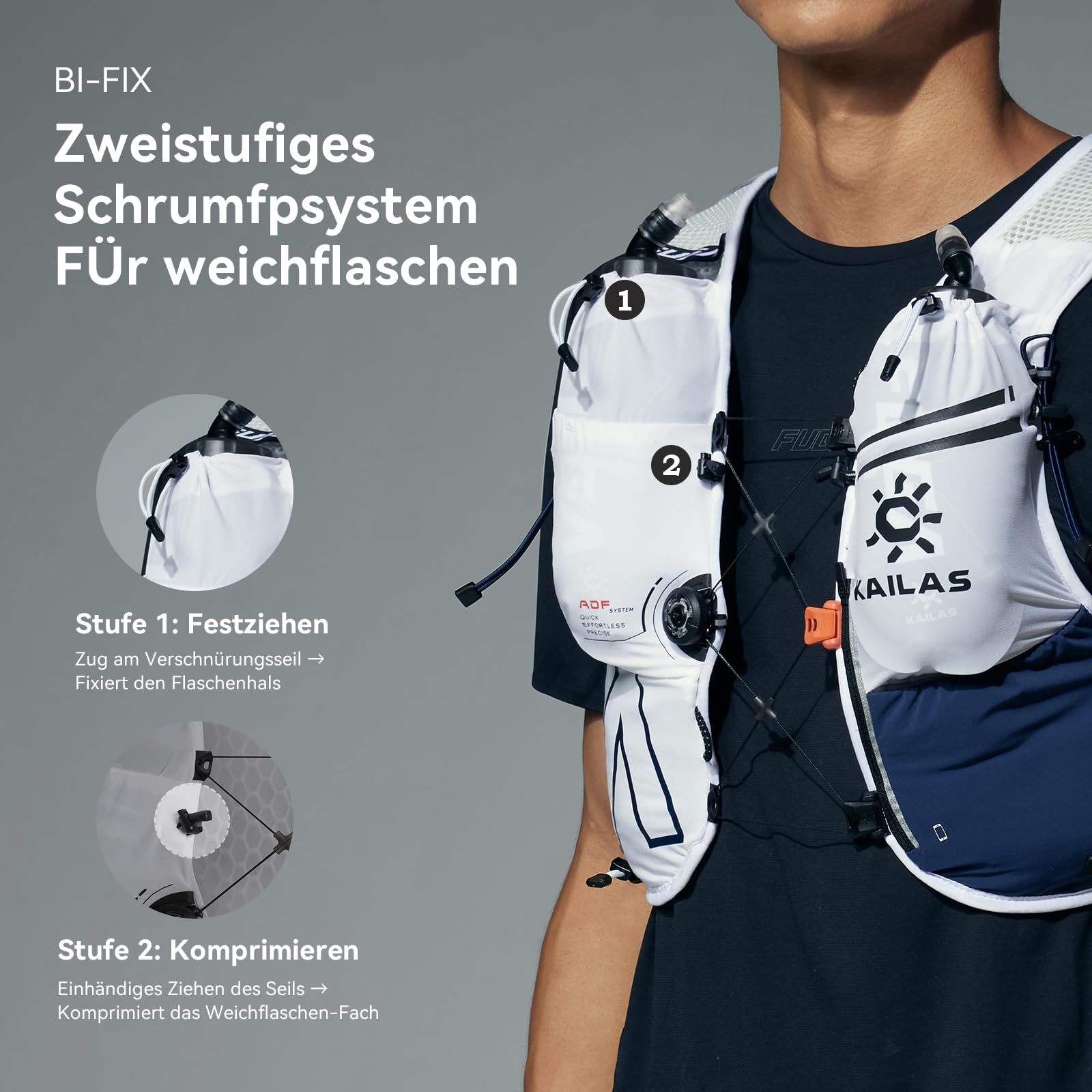 KAILAS FUGA AIR 8 IV Lauf-Hydrationsweste Leichtgewicht mit 2 TPU-Wasserblasen für Damen Herren Trailrunning Radfahren Wandern