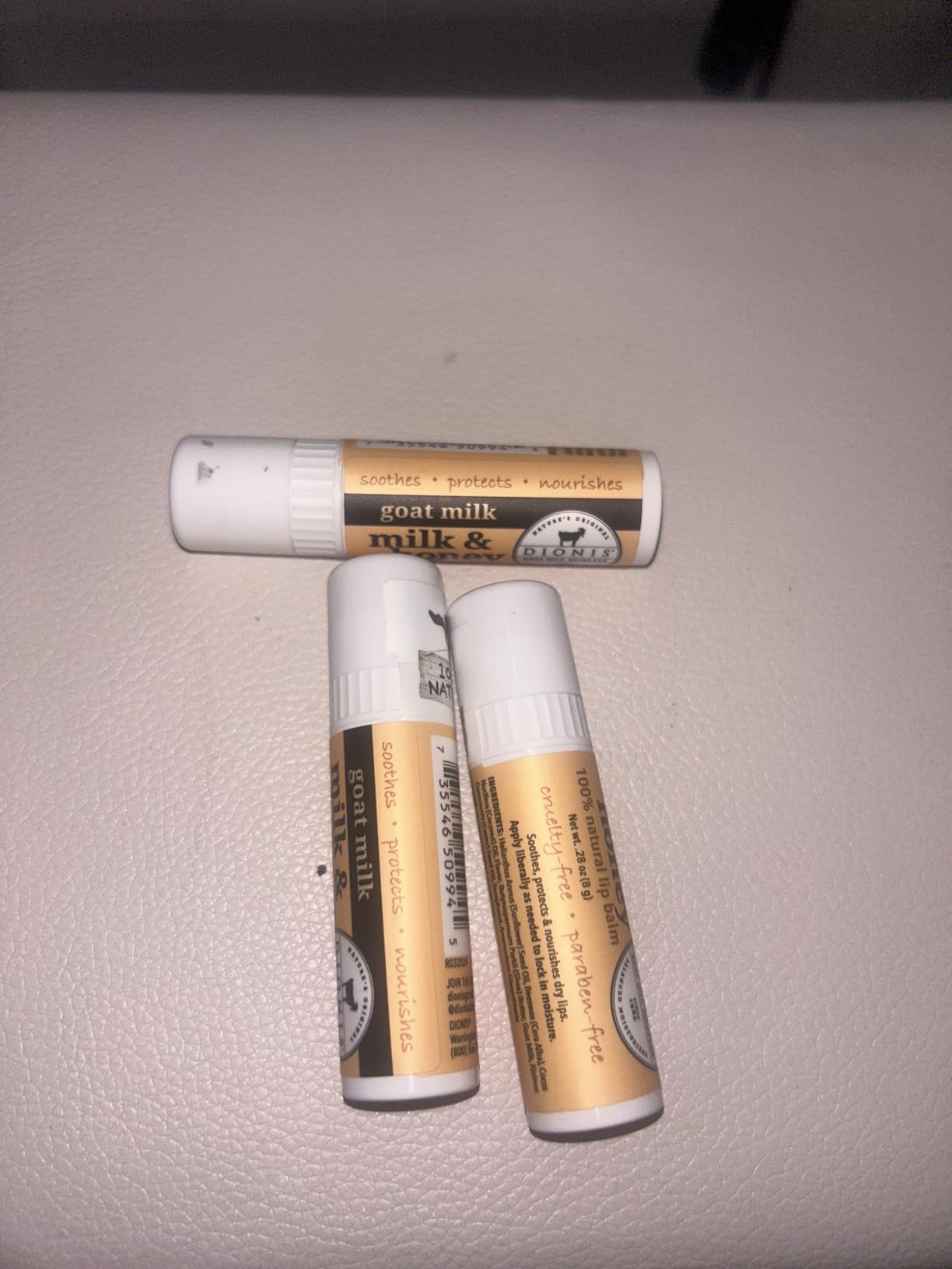Dionis Goat Milk Skincare Milk & Honey Holiday Lip Balm Gift Set - Beeswax, Shea Butter & Coconut Oil Lip Care Products Made in The USA - Cruelty Free Lip Moisturizer for Chapped Lips, 0.28oz 3 Pack