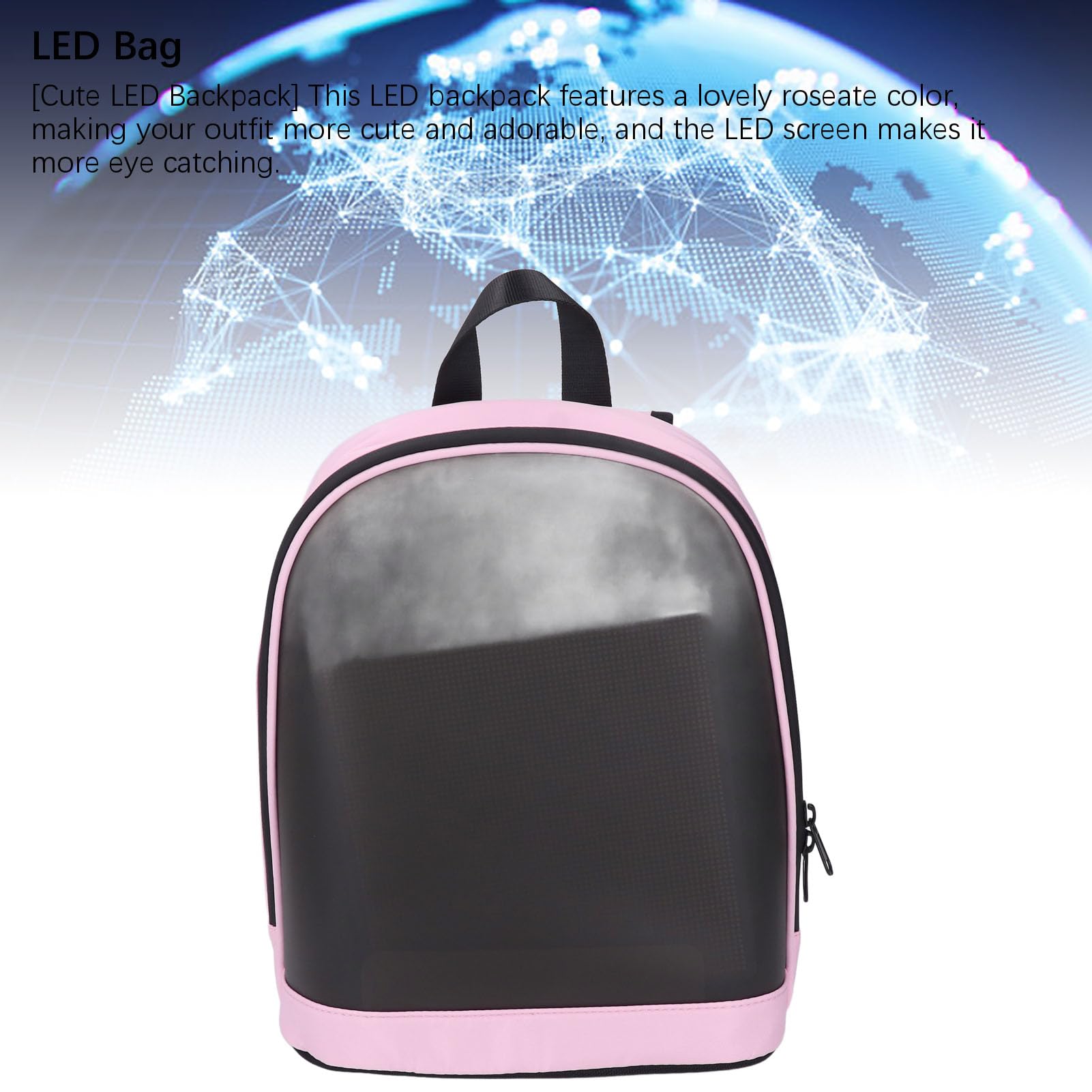 LED-Rucksack, Niedlicher 64x64 Vollfarbbildschirm Programmierbarer Laptop-Rucksack APP-Steuerung LED-Rucksack Texte Animationen Bilder anpassbare Anzeige DIY Mode Rucksack