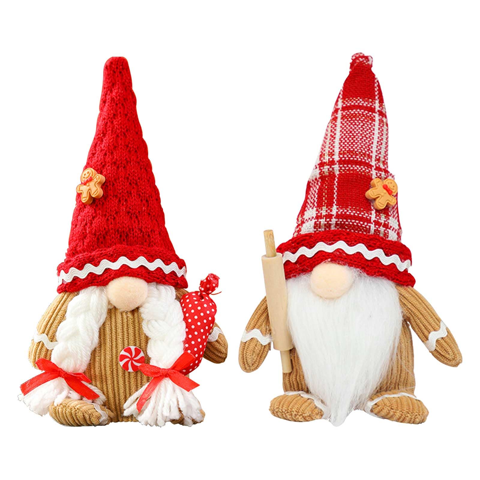 GTDOOCE 2 Piezas Gnomos Navideños,Rojo Muñecos de Navidad Decoracion,Decoración Navideña Hogar de Muñeco de Peluche de Gnomo,Duende Navidad Adornos Casa,Adornos Navideños para Casa(21cmx11cmx5cm)