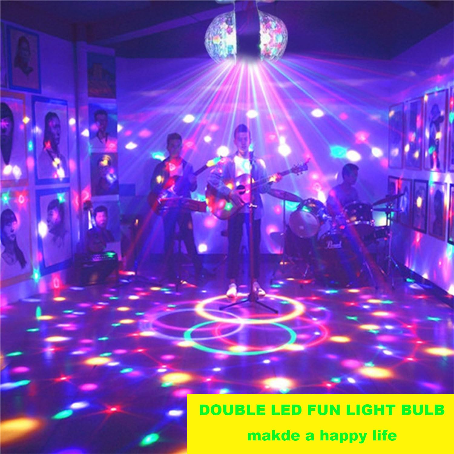 SUYOOULIN Magic Rotating AC 85-265V E26/E27 LED Disco Ball Light, RGB Disco Light Bulb, Multi-Colored Dj Disco Lights for Parties Bar Karaoke (2 Pack)