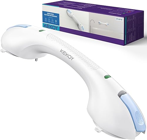KEKOY Barras de agarre de succión de 17.5 pulgadas para bañeras y duchas con indicador, mango de ducha de seguridad resistente para personas mayores