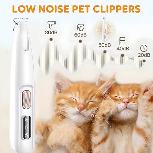 Miniatura 3 de Generic Pet MicroPrecision - Recortadora de pelo de mascotas, multifuncional, impermeable, recargable, con luz LED, recortadora de patas de mascotas