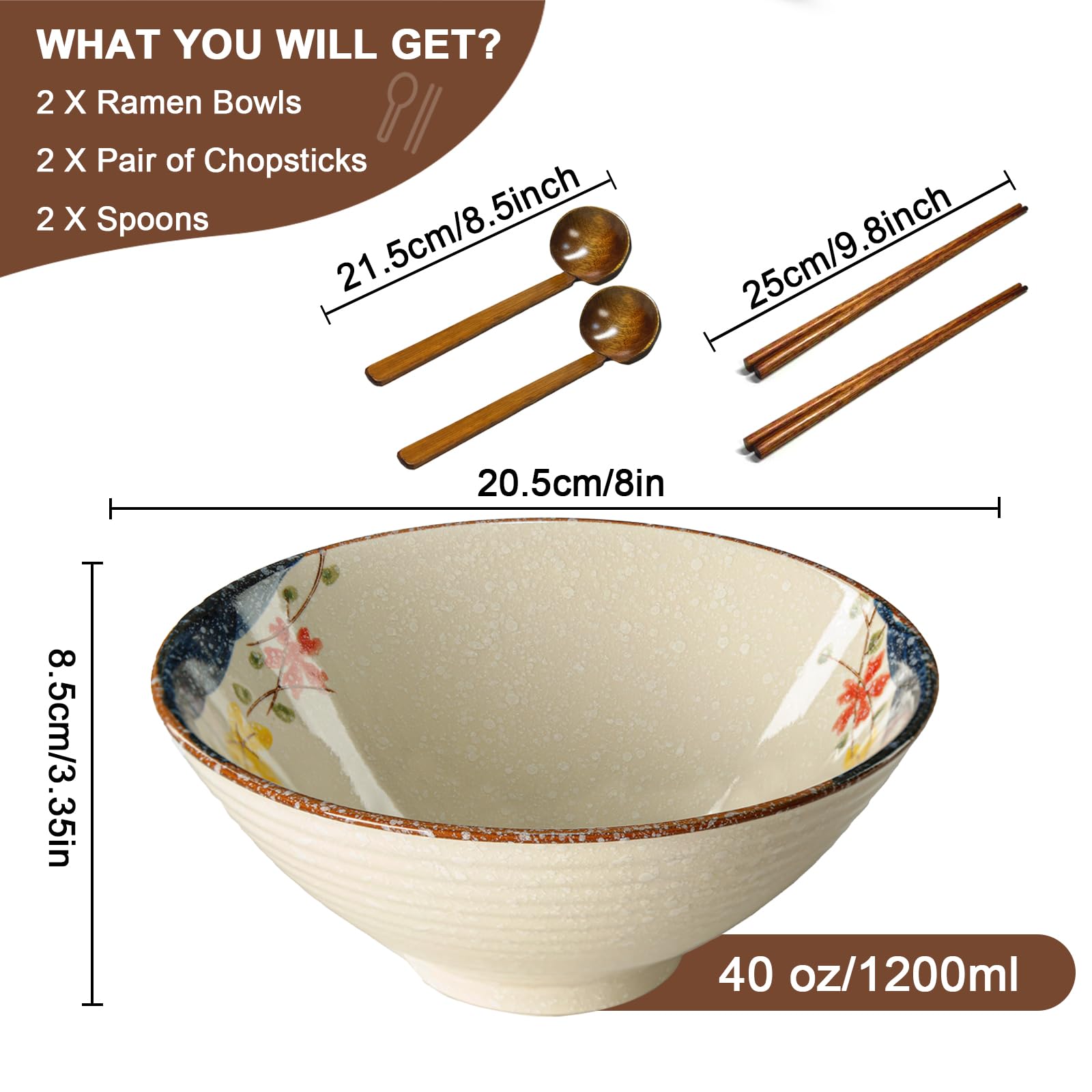 mehrido Ceramic Ramen Bowl Set - Image 2