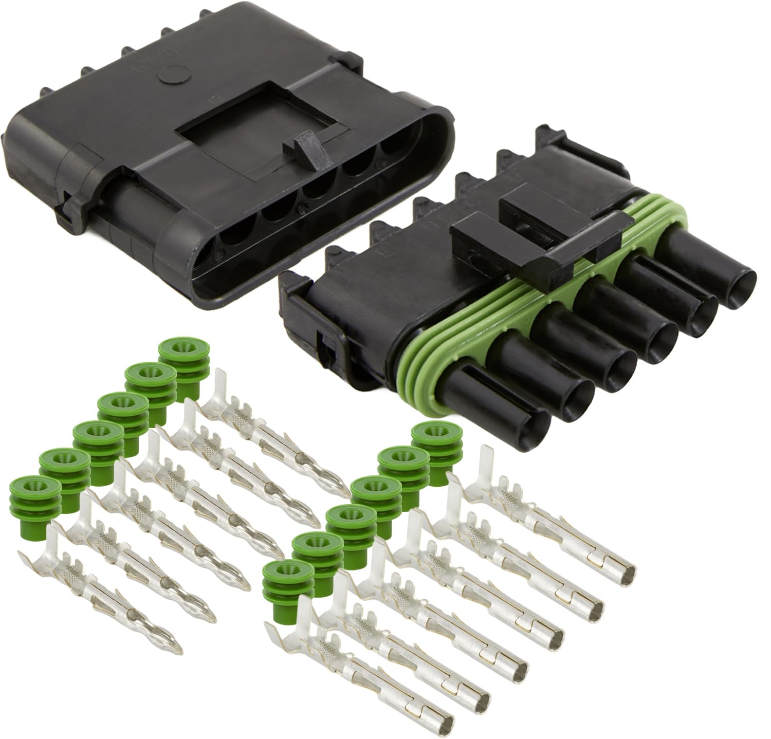 6-PIN (Conductor) 20 amps 18 20 GA, Weather-Pack Series, Sealer Terminals, Housing Male & Female Quick Disconnect QD Splice Kit