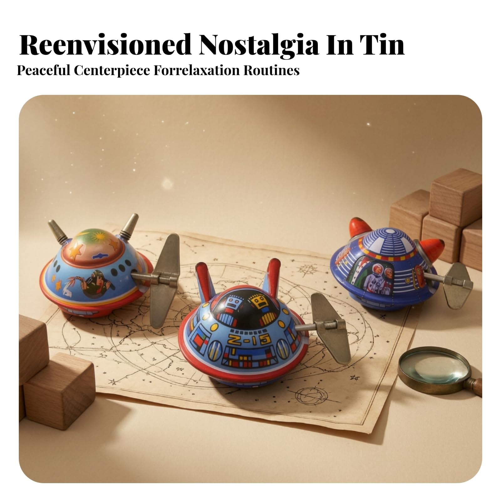 Nave Coleccionable Retro Juguete de Hojalata Mecánico a Cuerda Miniatura Adorno Nostálgico de Metal Adecuado para Mesa Oficina 7x5.5x4cm