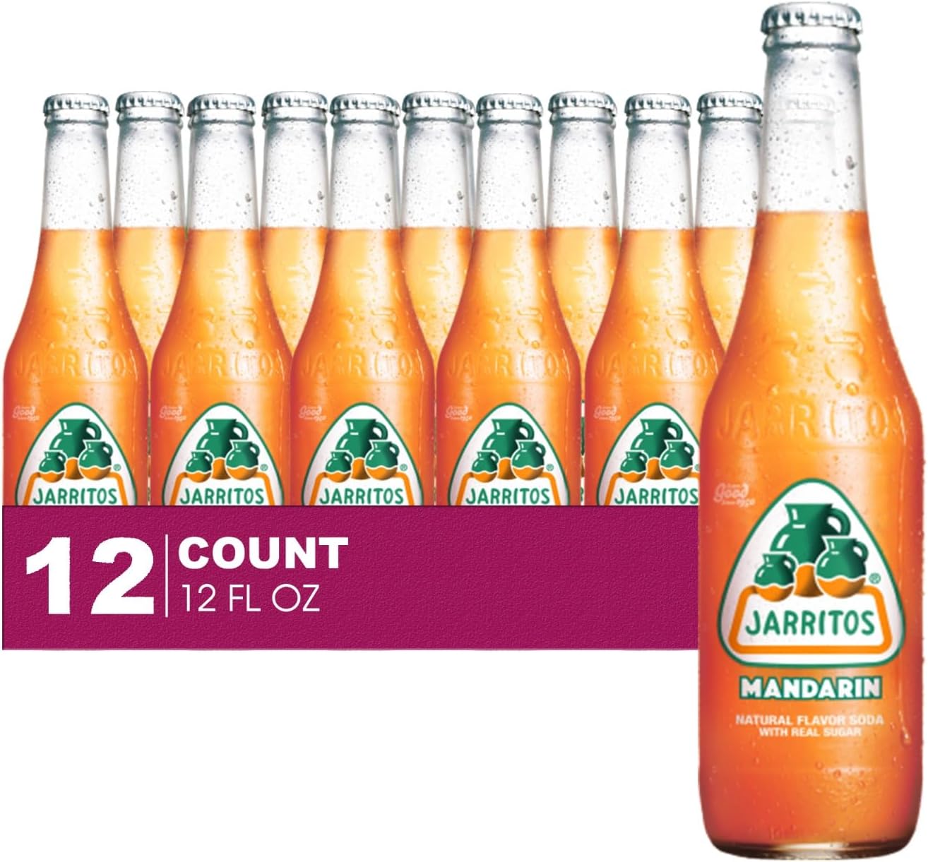 Jarritos 12-Pack of Mandarin Mexican Soft Drink Glass Bottle 12 fl oz Made with 100% Natural Sugar