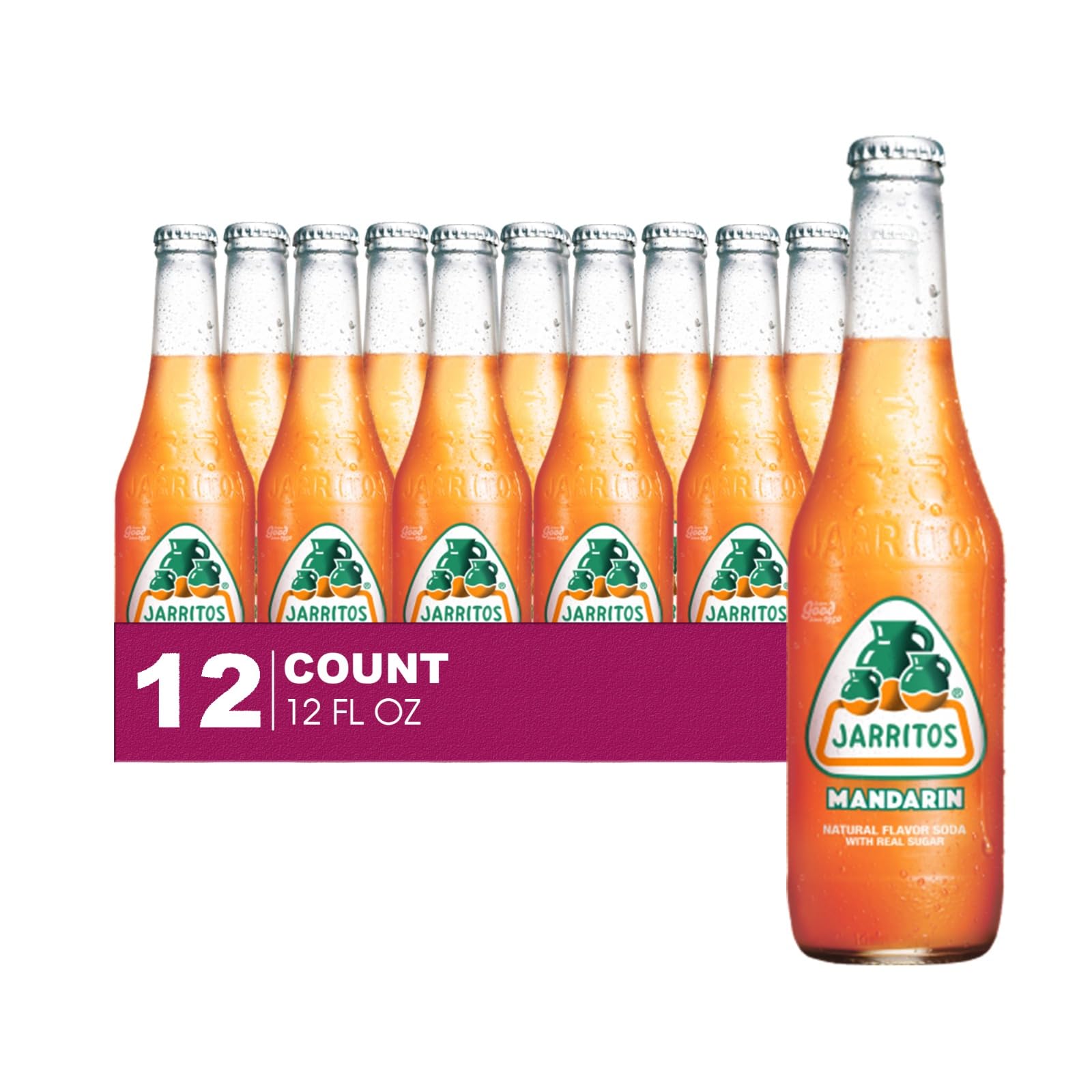 Jarritos12-Pack of Mandarin Mexican Soft Drink Glass Bottle 12 fl oz Made with 100% Natural Sugar