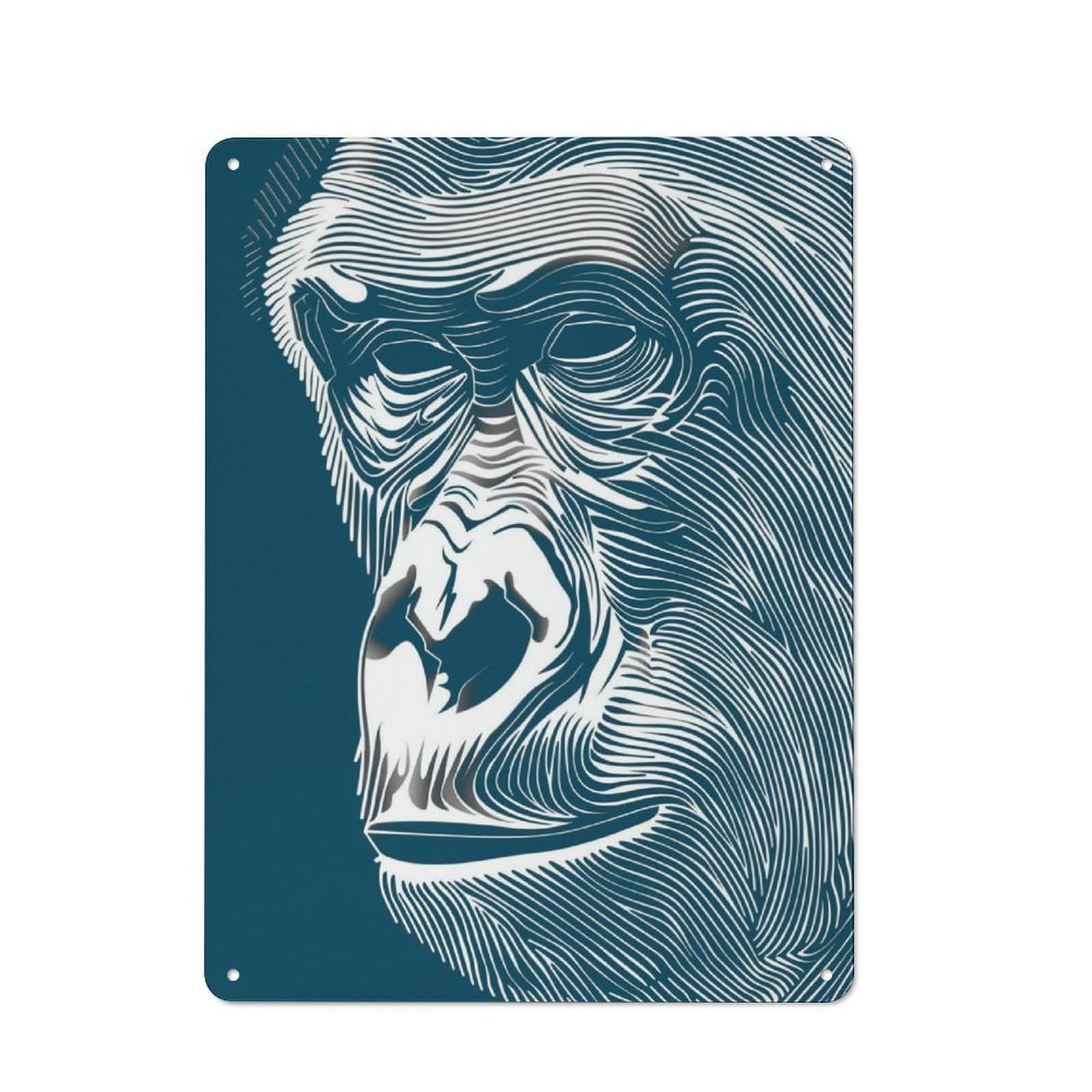 Nostalgic Gorilla Decorative Tin Sign 40x30cm, Vintage Wall Decor for Lounge, Study, Pub Or Wall Gallery