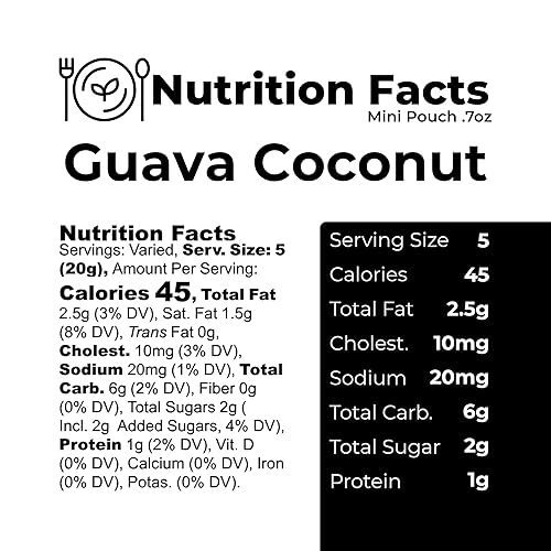 Miniatura 2 de The Panza Bocadillo gourmet de guayaba de coco fino y crujiente  Orgánico, sin OMG, ingredientes 100% naturales  Mini bolsa de 0.7 onzas