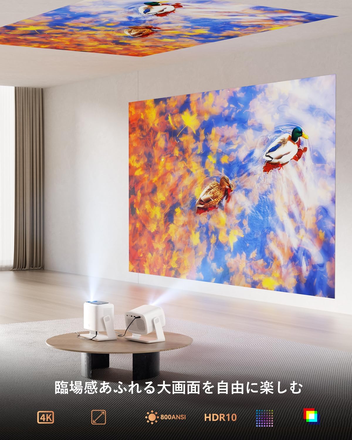 プロジェクター 家庭用 4K対応 天井投影 800ANSI MV1ホワイト プロジェクター 家庭用 4K対応 天井投影 800ANSI MV1ホワイト Amazon