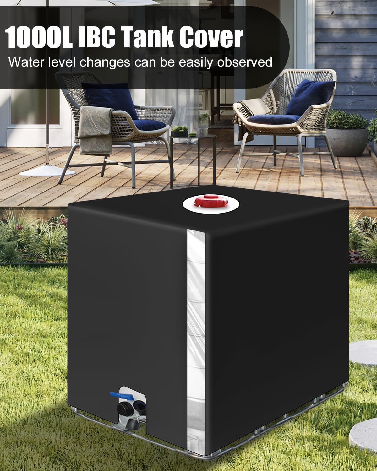 Bâche pour Cuve IBC 1000L Anti-UV Anti-Poussière Noir 116x100x120 cm