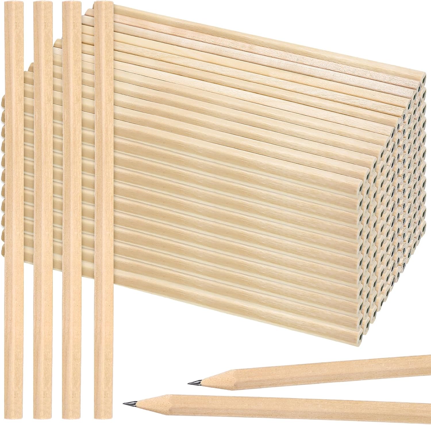 Fumete 500 Pieces Wooden Pencils Bulk No Eraser Hexagonal HB Graphite Unsharpened Natural Wood Pencils Without Erasers Classroom Gifts for Students Bulk Goodie Bag Stuffers