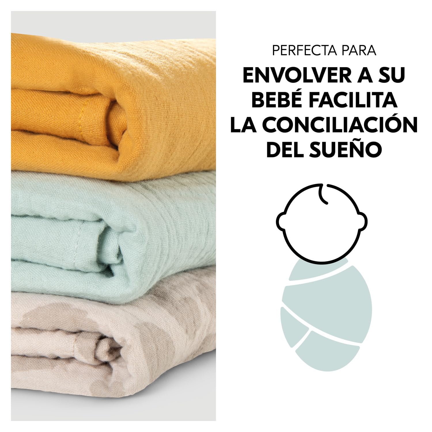 hauck Cuddle N Clean Set de Muselinas Bebé | Salvababas 100% Algodón | Paños de Gasa Grandes Ideales para Recién Nacidos - 80x80 cm