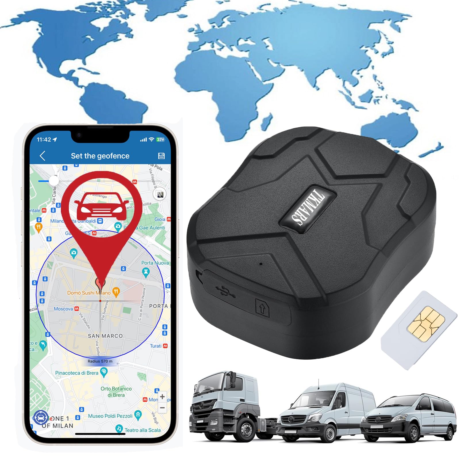 Traceur GPS de Voiture Espion écoute à Distance TK905B Localisateur GPS Antivol de Voiture Dispositif de Suivi en Temps Réel des Bus pour la Gestion de Flotte Étanche et Longue Veille 10000mAh