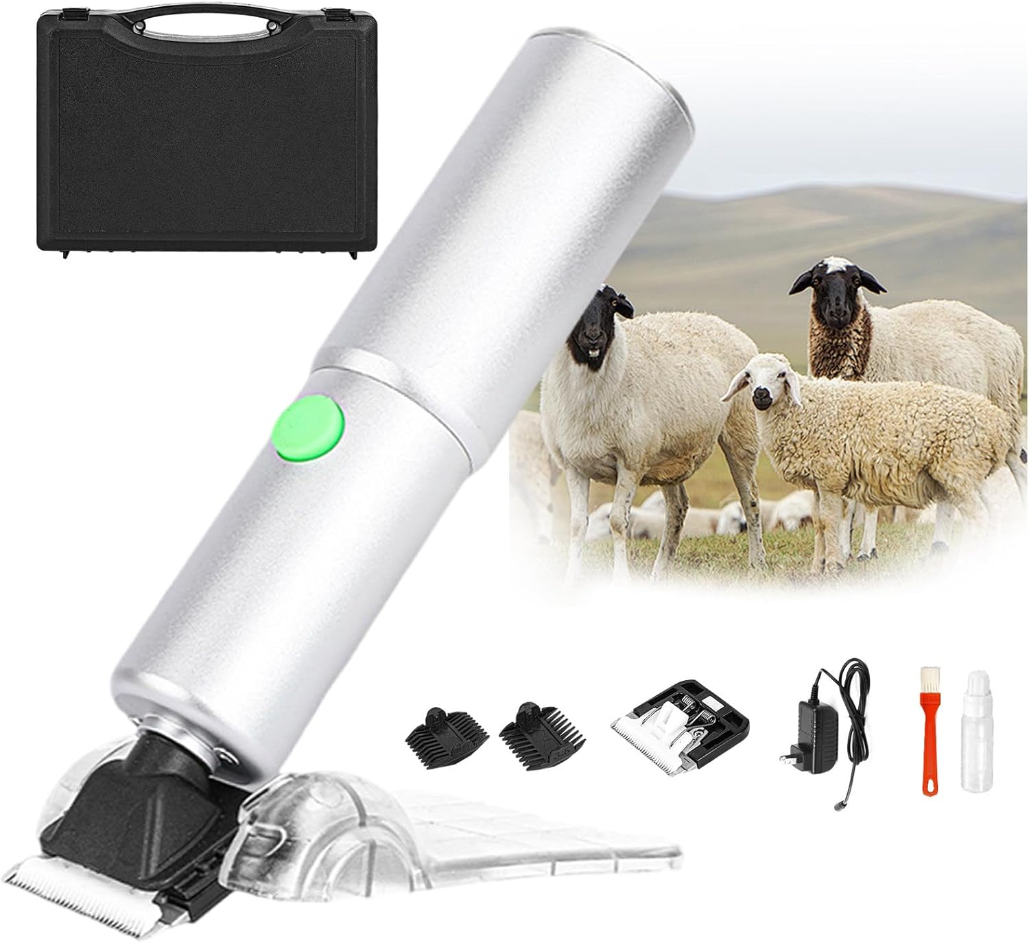 Electric pet Clippers 200W 150 MIN runtime Electric Wool Shear for Sheep Goats Long-haired Dogs Long-haired Cats etc Silver