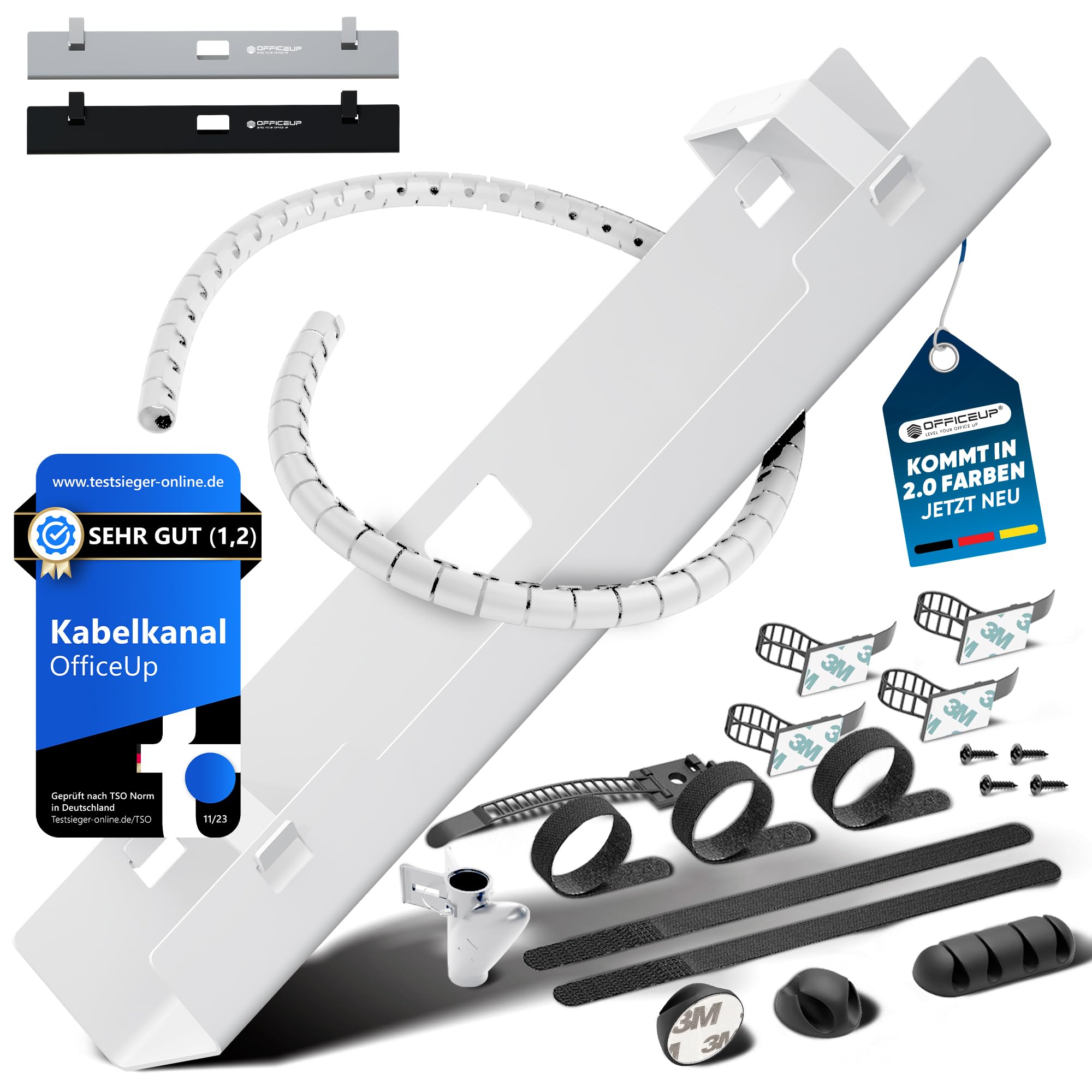Canal de câbles de bureau - Kit complet de gestion des câbles - Support de câbles [amovible] - Goulotte de câbles - Maintenant disponible en blanc et noir