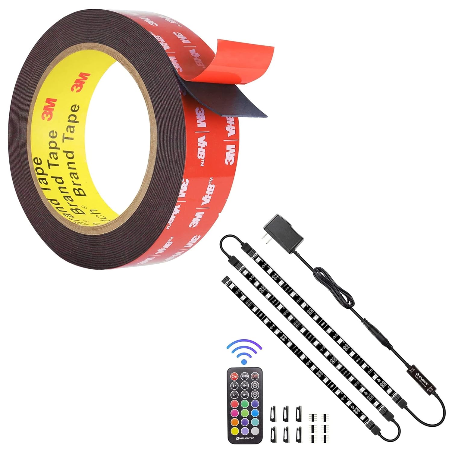 HitLights 3 PreCut LED Strip Lights, Double Sided Tape