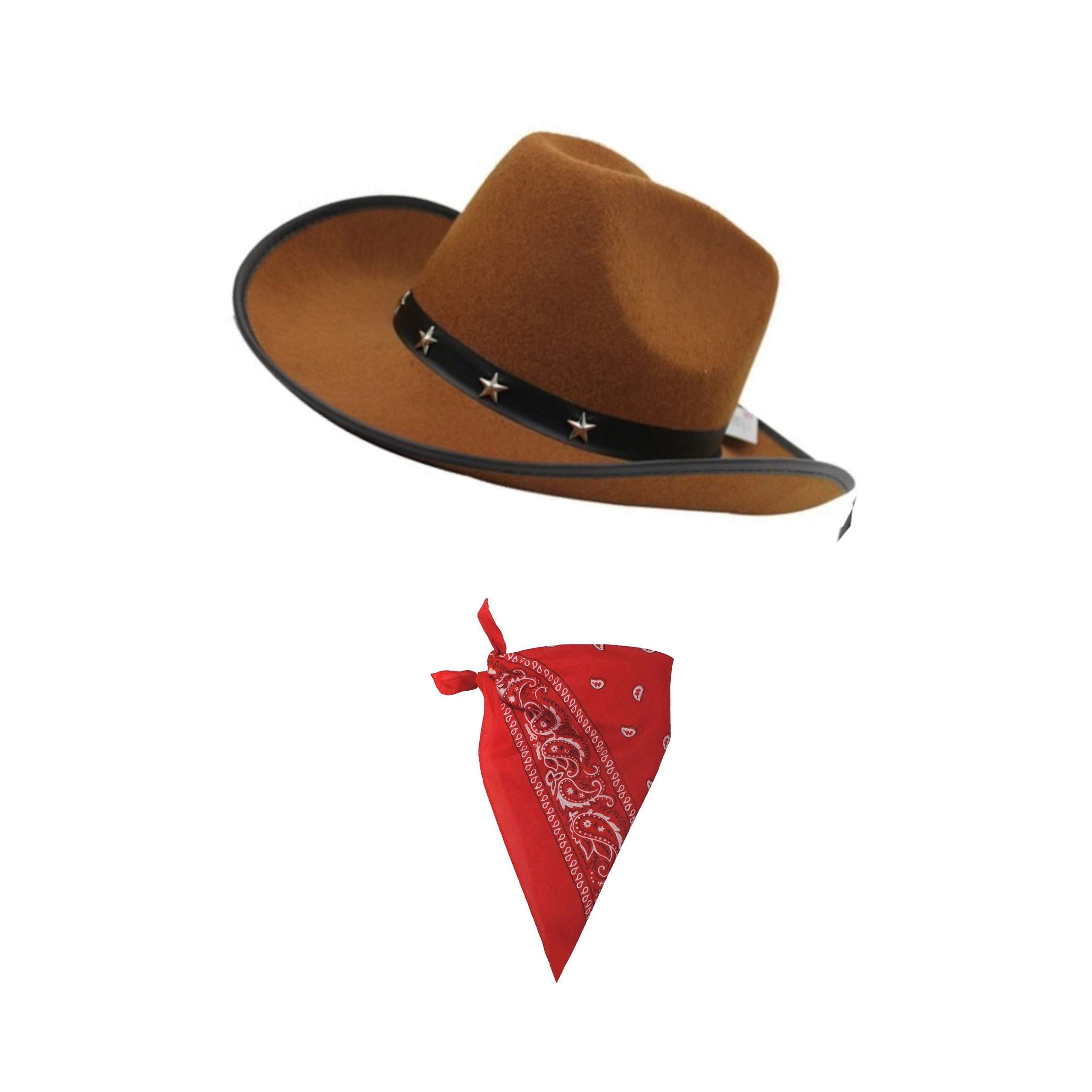 Seemeinthat western cowboy hat with paisley scarf for the cow girl or boy look festival hen stag