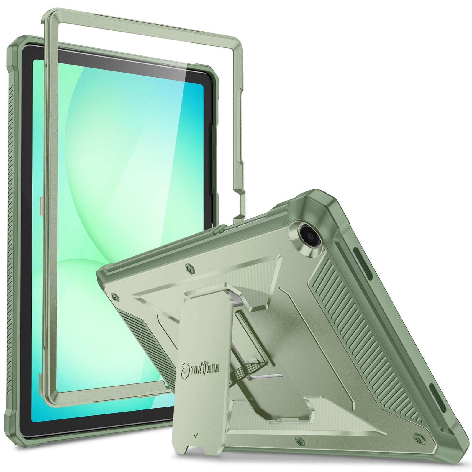 Fintie Shockproof Case for Samsung Galaxy Tab A9 Plus/A9+ 5G 11 inch 2023 Model(SM-X210/X216/X218), Tuatara Rugged Unibody Hybrid Bumper Hybrid Kickstand Built-in Screen Protector Sage Green