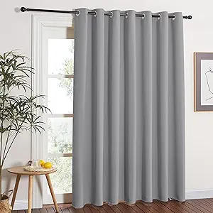 NICETOWN Blackout Curtain for Sliding Glass Door - Patio Door Curtains, Thermal Insulated Wide Drapes/Draperies for Bedroom/Living Room, Silver Grey, 1 Panel, 100 by 84-Inch