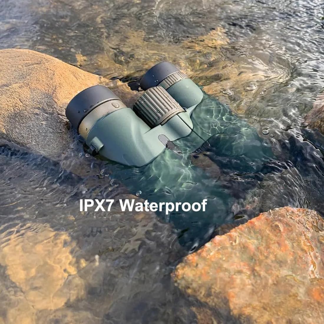 Warmax Fernglas 12x42 Wasserdicht Talon HD Fernglas Mit Entfernungsmesser & Nachtsicht, HD Feldstecher Ferngläser Mit Bak4 Prisma FMC Objektiv (Grün-A)