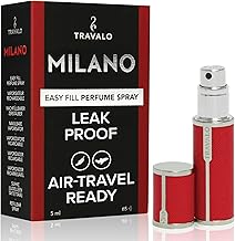 Travalo Milano Perfume Atomizer - Leak-Proof and TSA Approved for Air Travel - Reusable, Airtight, Easy Fill Mini Pump Sprayer - Lightweight, Vegan Leather with Polished Metal Outer Shell - Red