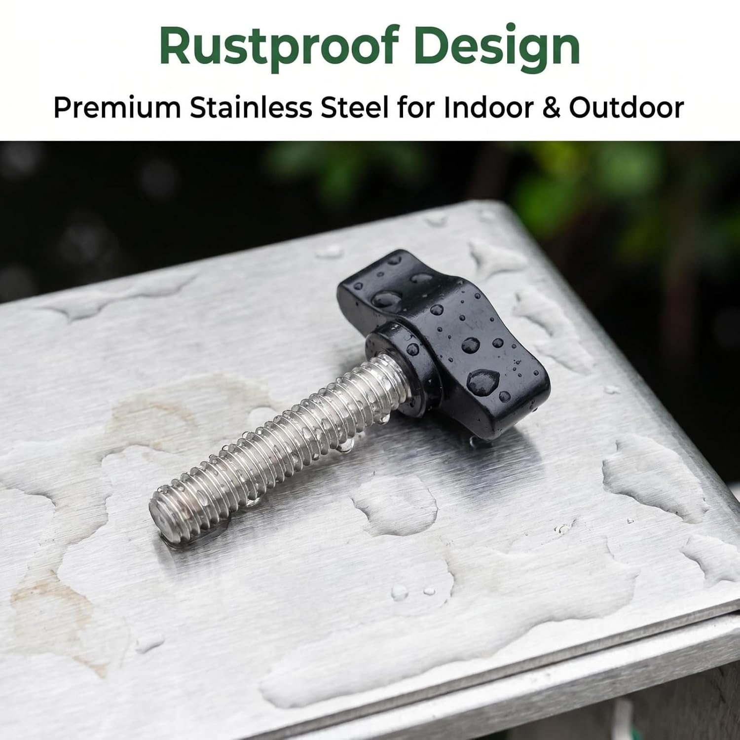 4 Pack 1/4-20 Thumb Screws, 3/4" Stainless Steel, Black Knob