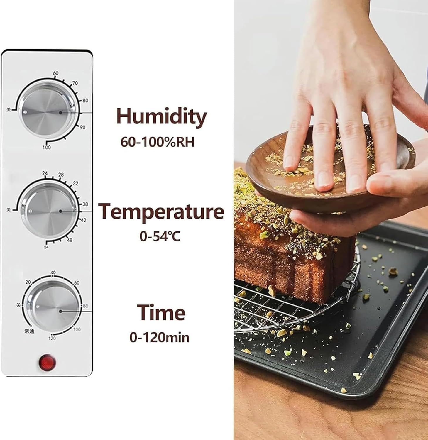 Electric Dough Fermentation Machine, Cooking Dough Fermentation Machine, Yogurt, Bread with Humidity and Temperature Control, High Efficiency for Home, 510 X 360 X 290 Mm