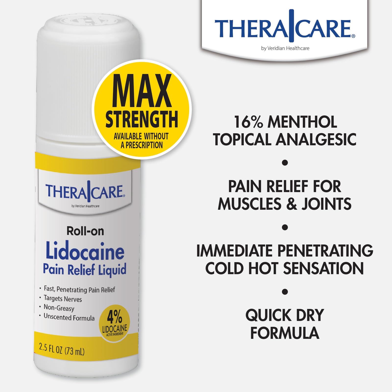Thera Care 4% Lidocaine Pain Relief Roll-On, 2.5 oz (73 mL) — Amazon image 6