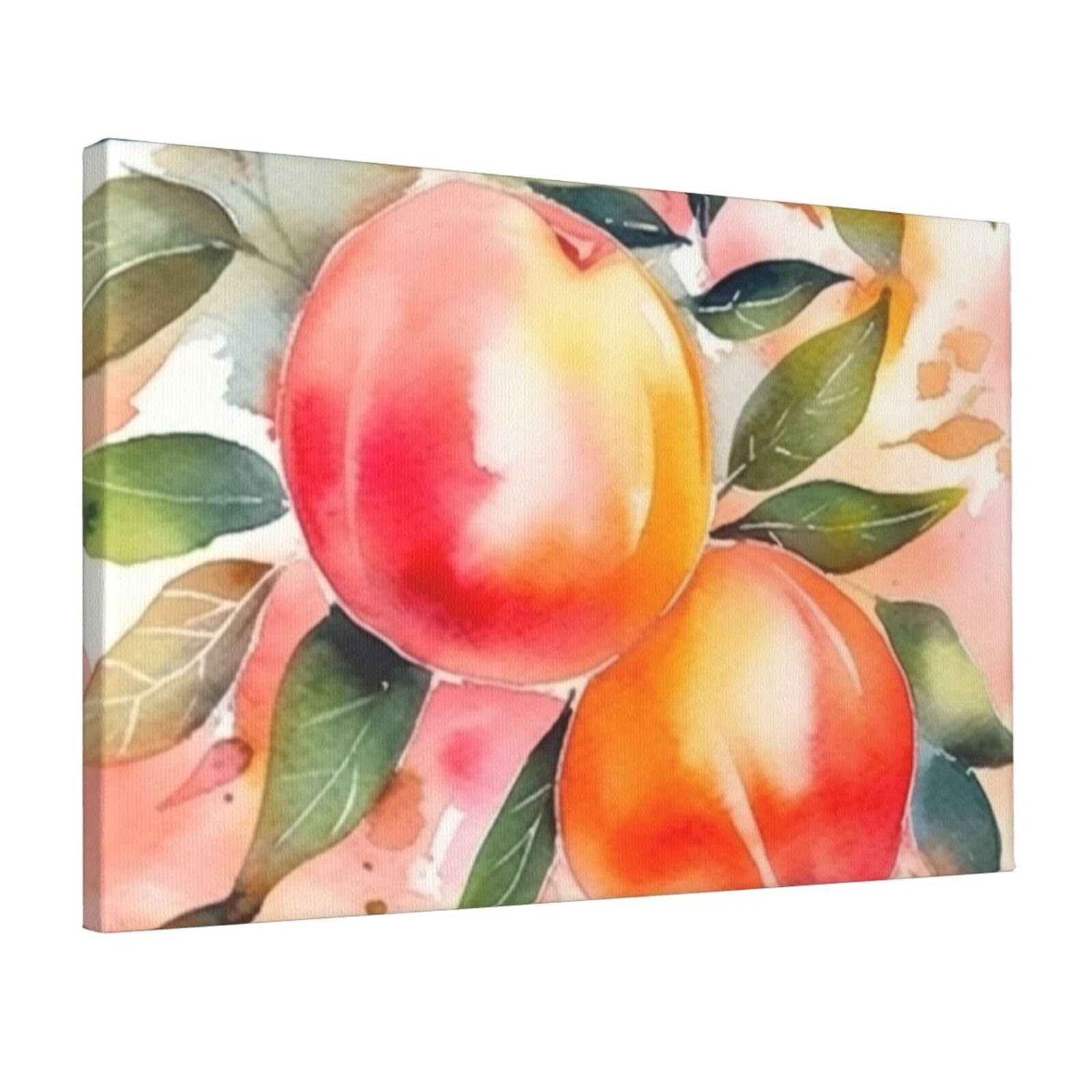 KLOPH Colorful Peach Watercolor Design Canvas Wall Art for Living Room 12"x18" Modern Artwork Painting for Bathroom Hanging Canvas Prints Aesthetic Wallart for Bedroom Kitchen Office Wall Decor