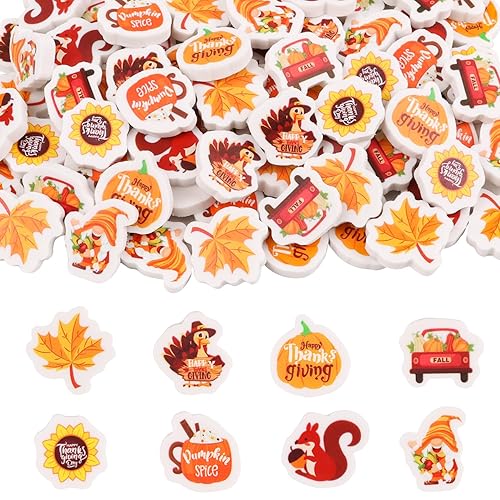 CCINEE 120Pcs Thanksgiving Mini Erasers, Fall Holiday Erasers Bulk for