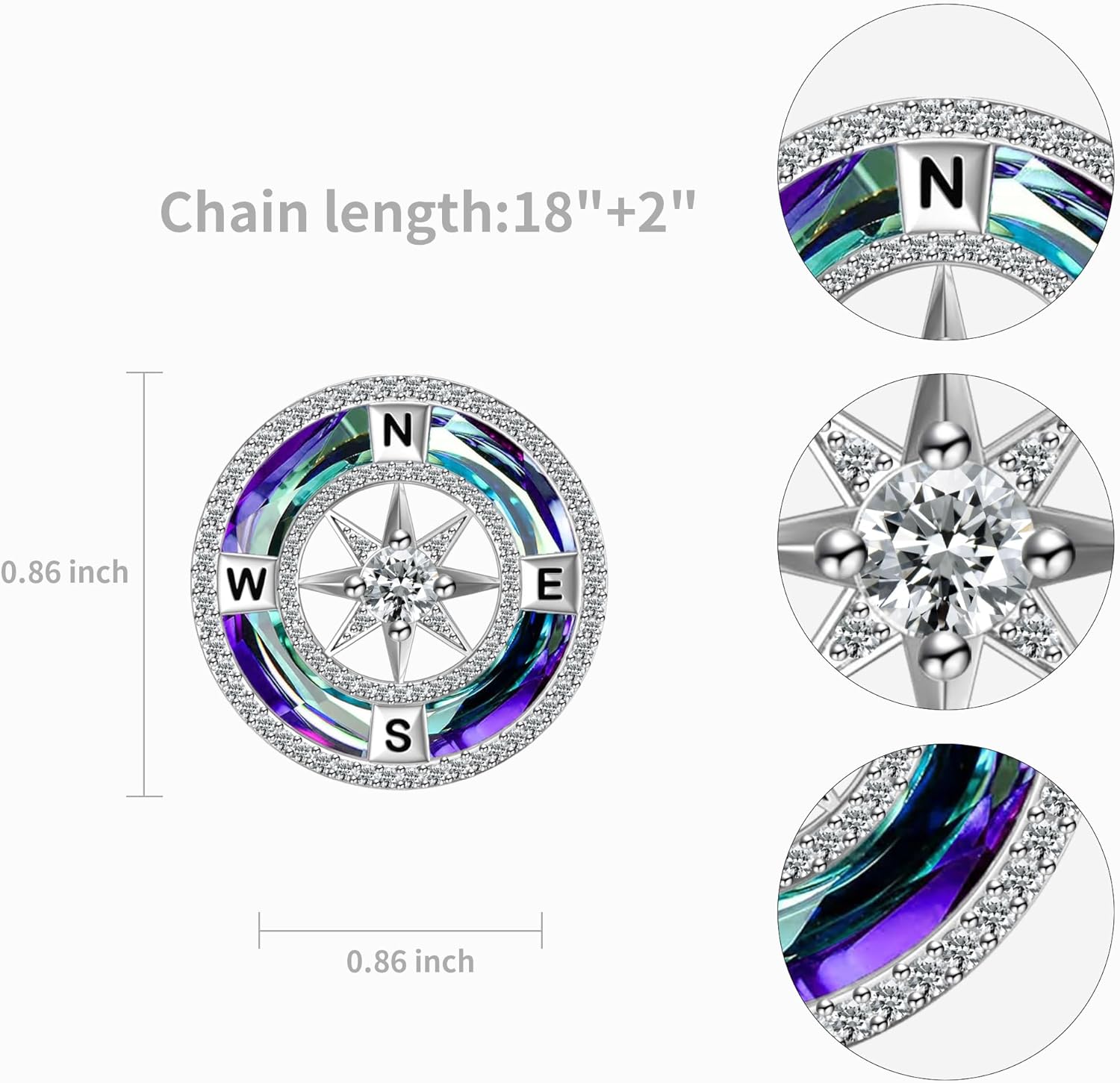 Compass Necklace For Women Sterling Silver Compass Jewelry Anniversary Birthday Gifts For Wife Id Be Lost Without You Necklace Graduation Gifts For Women - Image 6