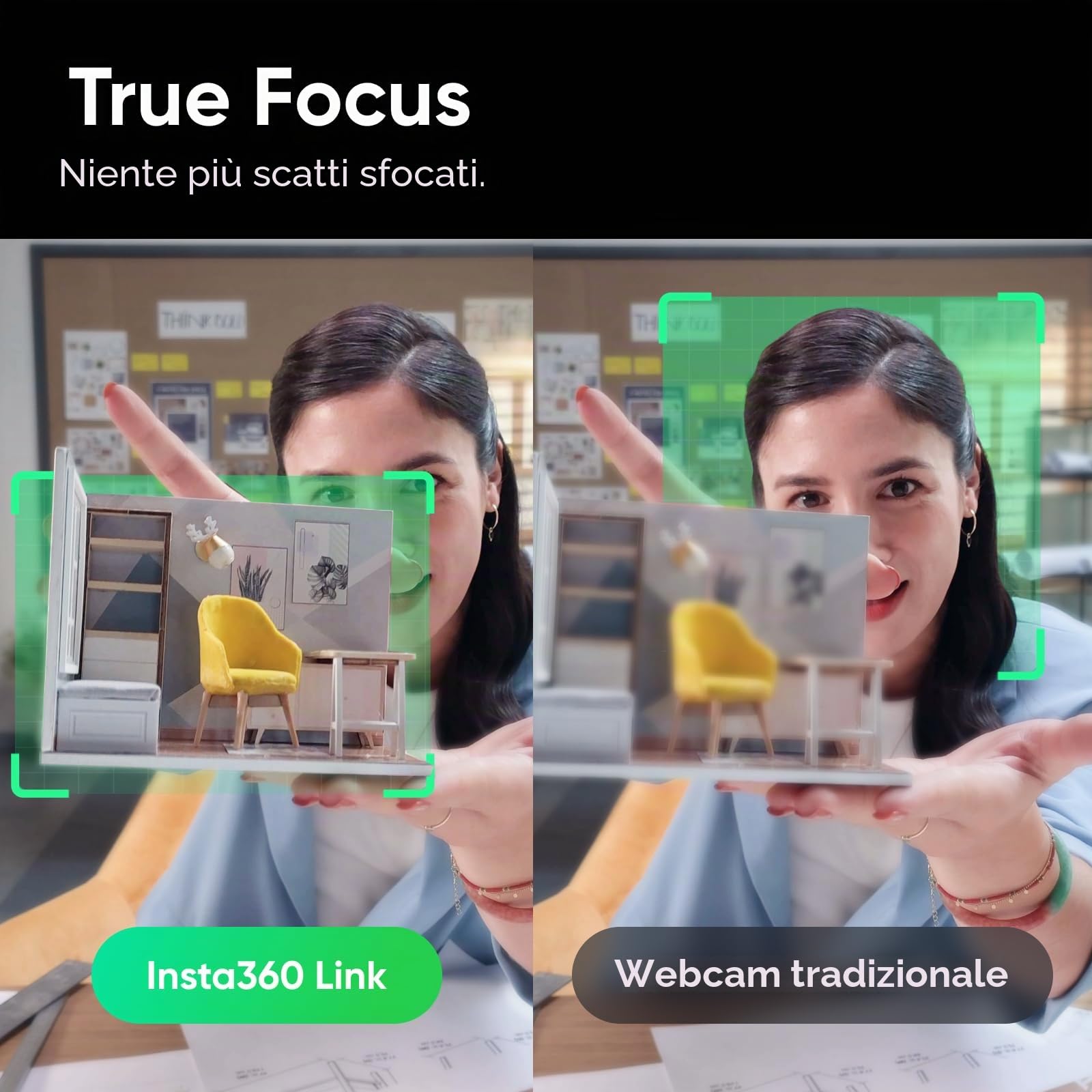 Insta360 Link - PTZ 4K Webcam con sensore 1/2", monitoraggio intelligente, controllo gestuale, HDR, microfoni con cancellazione del rumore, modalità speciali, per laptop, videocamera, videoconferenze,