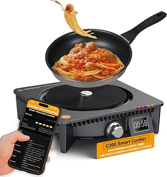 Lifes Easy C300 Smart Cooker Perfect for College Students, Busy Professionals &Home Cooks, One-Click, Scheduled Cooking with App, Auto Shut-Off, Ultimate Tool for Frying, Baking, Saute, Slow Cooking