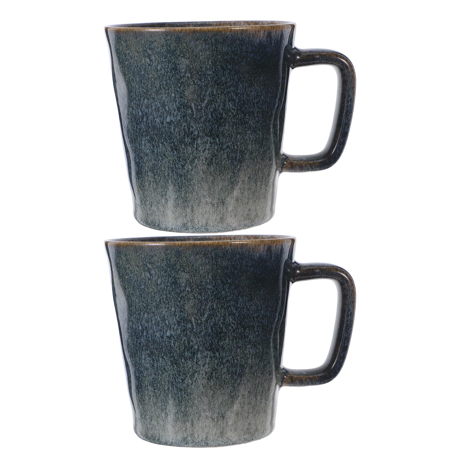 Zerodeko 2er-Set glasierte Becher, minimalistische Kaffeebecher, blau, 400