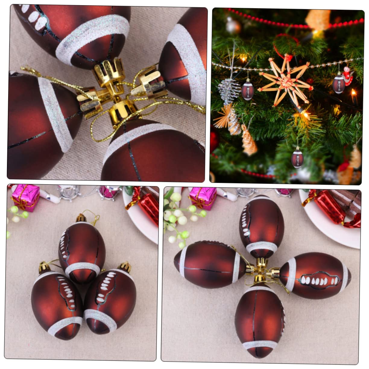 Ciieeo 3 Juegos De 12 Adornos Navideños con Temática Deportiva para Fiestas Navideñas Adornos Decorativos para Árbol Hogar Boda Compromiso Barandilla.