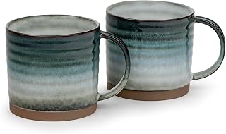 Bredemeijer 2-piece tea cups set - modern striped ceramic coffee cups - earthenware cups with a capacity of 350ml each