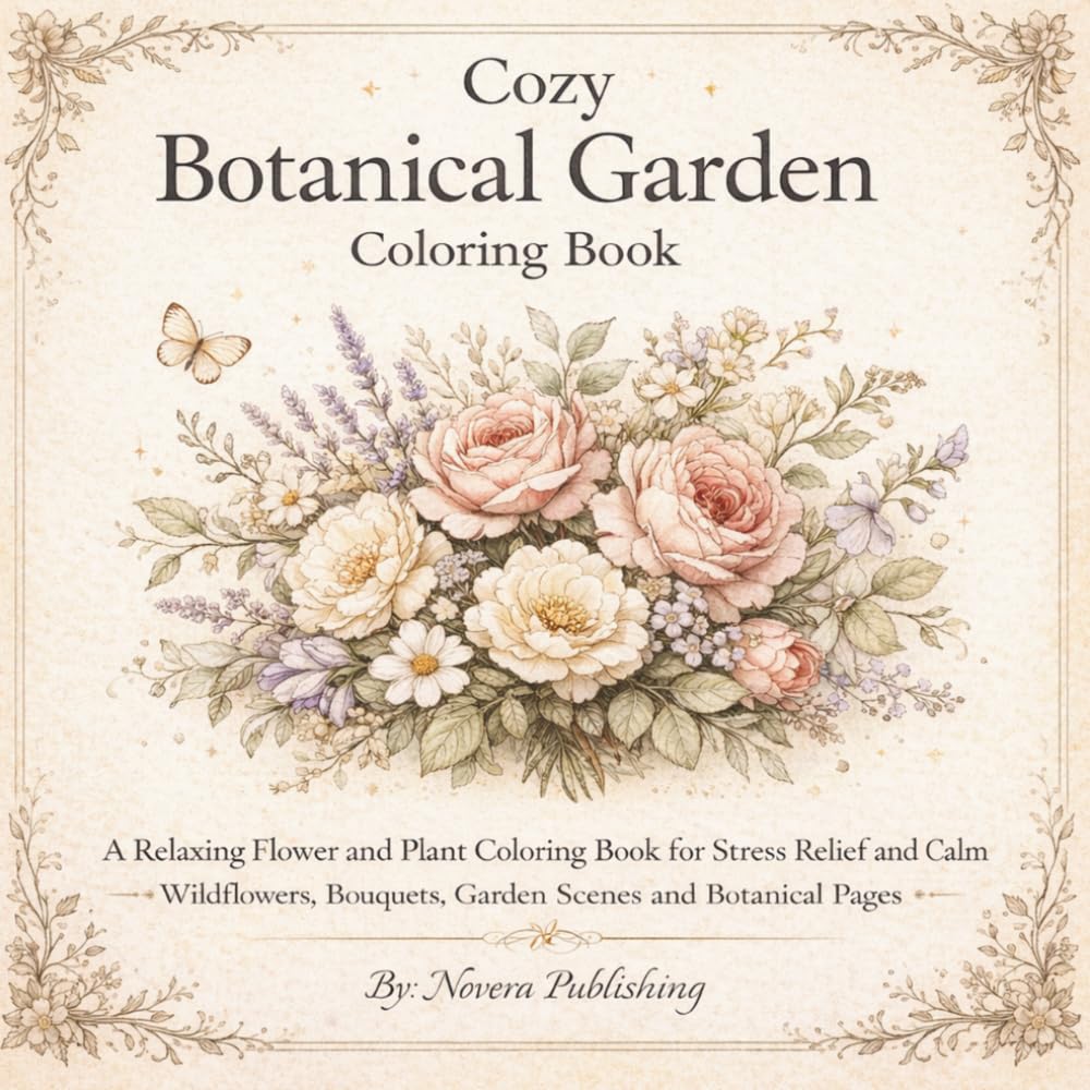 Botanical coloring book for adults: Relaxing Vintage Flower Coloring Book with Garden Scenes, Bouquets, Plants and Decorative Botanical Pages for Stress Relief and Calm