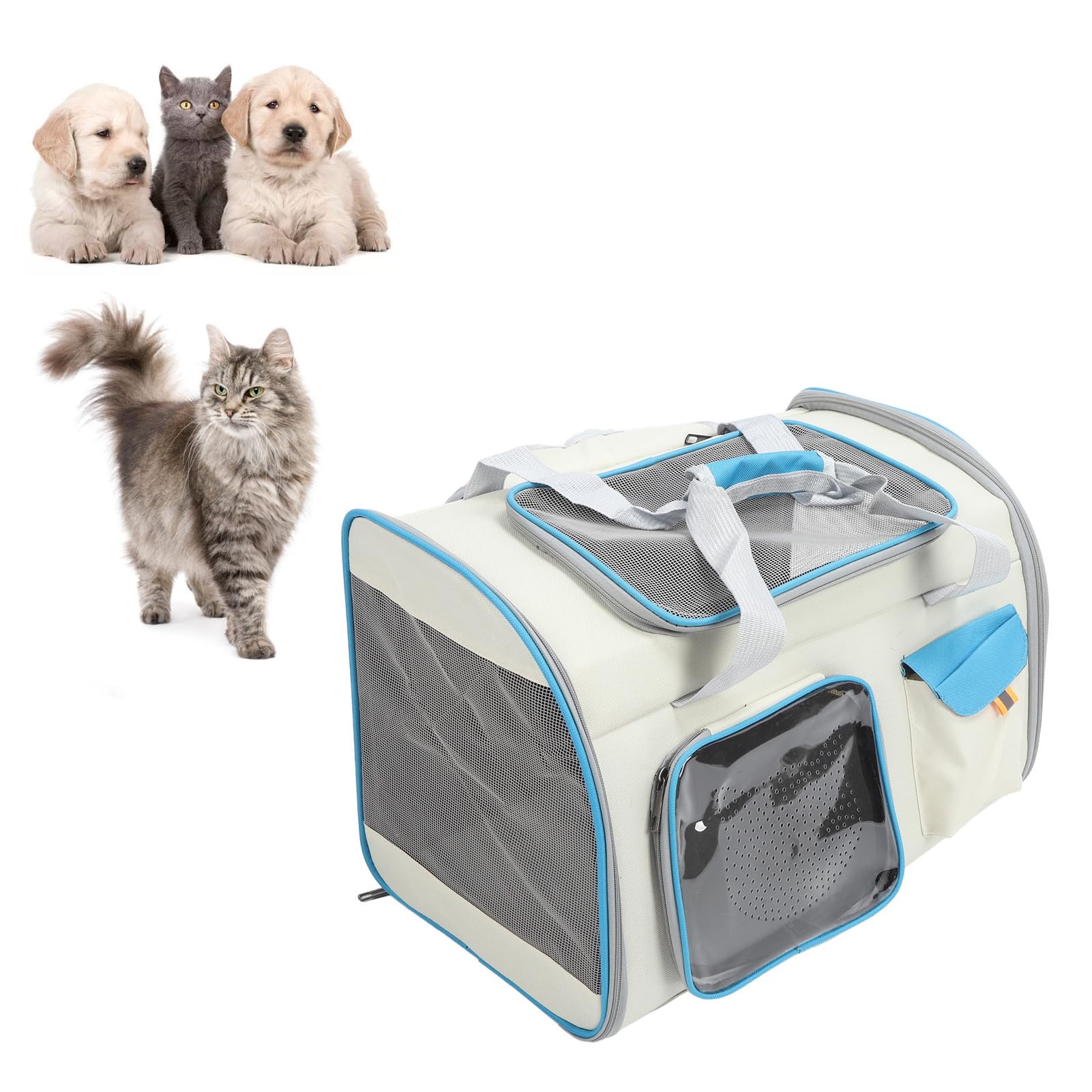 Sac de transport pour chien de grande taille voyage respirant bleu blanc