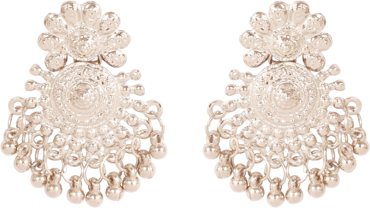 Touchstone NEW! Indian Bollywood Bohemian Art Oxidized Silver Look Designer Jewelry Chandelier Earrings Collection In Silver Tone For Women.